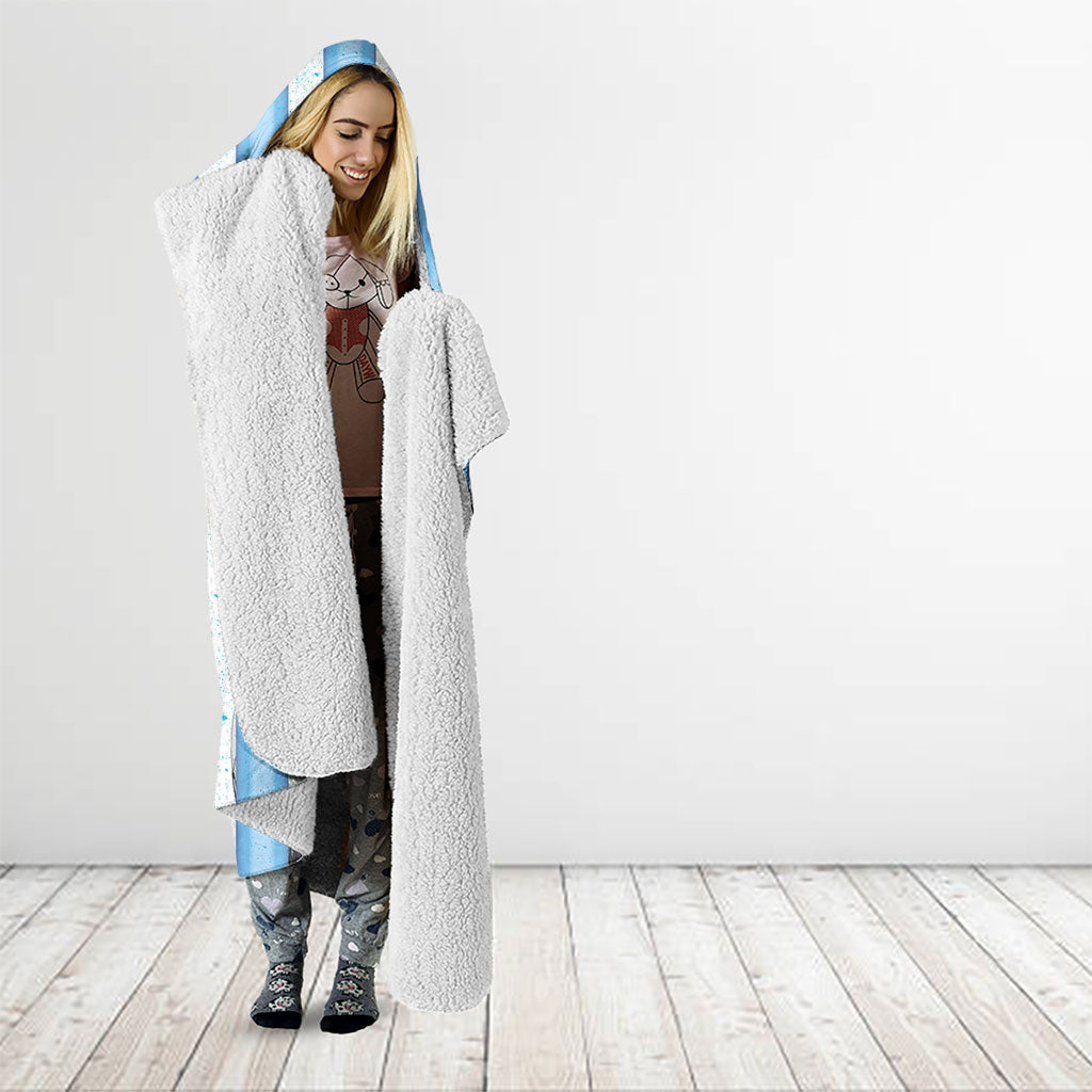 Personalized Argentina Football Fan Hooded Blanket Sun Of May - Albiceleste Stripes Argentina Flag