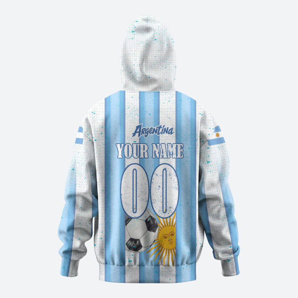 Personalized Argentina Football Fan Hoodie Sun Of May - Albiceleste Stripes Argentina Flag