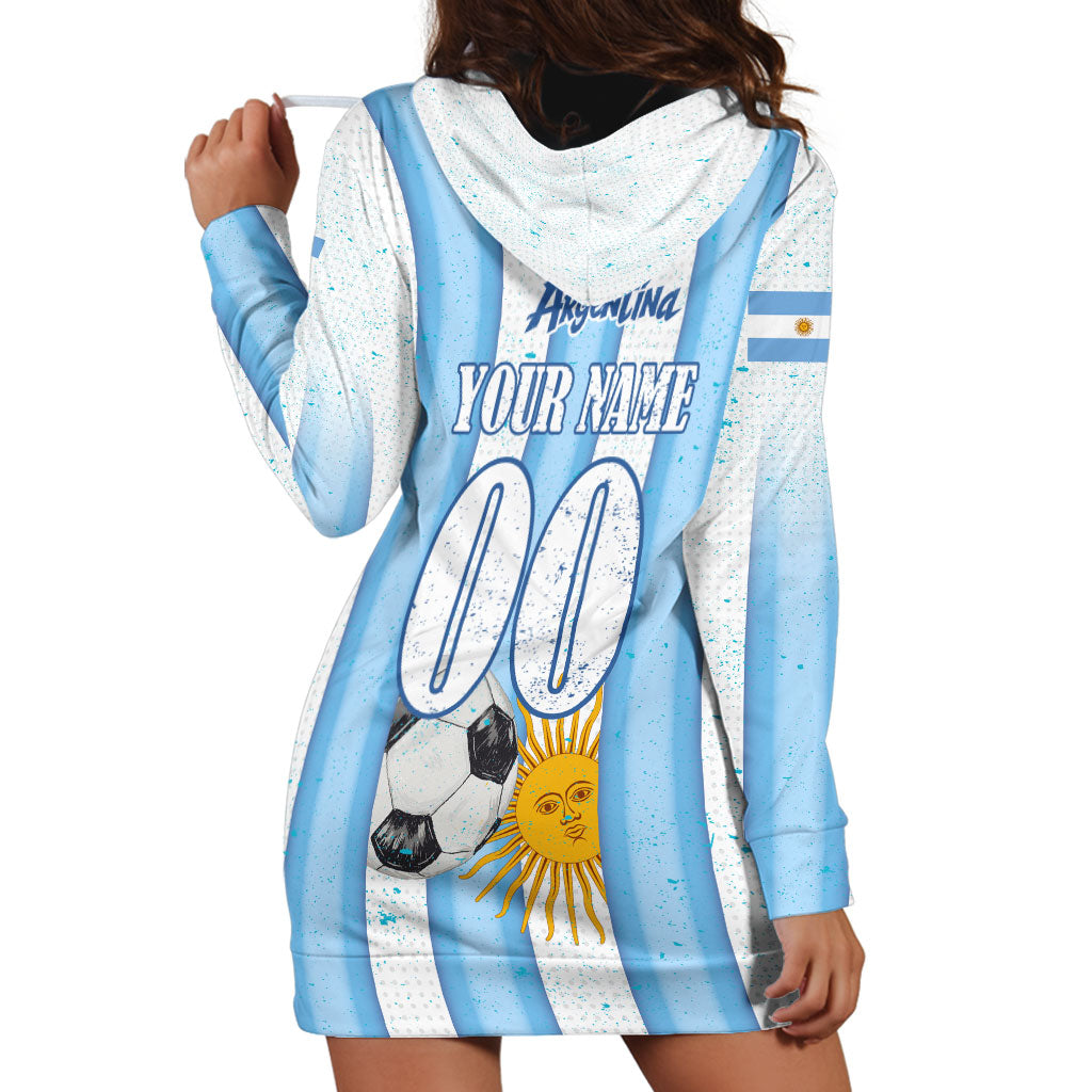 Personalized Argentina Football Fan Hoodie Dress Sun Of May - Albiceleste Stripes Argentina Flag