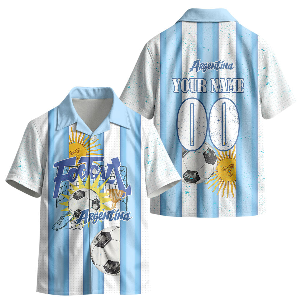 Personalized Argentina Football Fan Kid Hawaiian Shirt Sun Of May - Albiceleste Stripes Argentina Flag