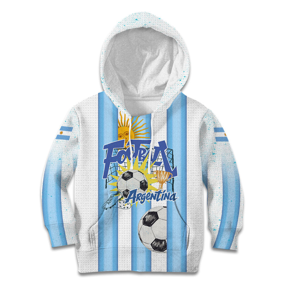 Personalized Argentina Football Fan Kid Hoodie Sun Of May - Albiceleste Stripes Argentina Flag