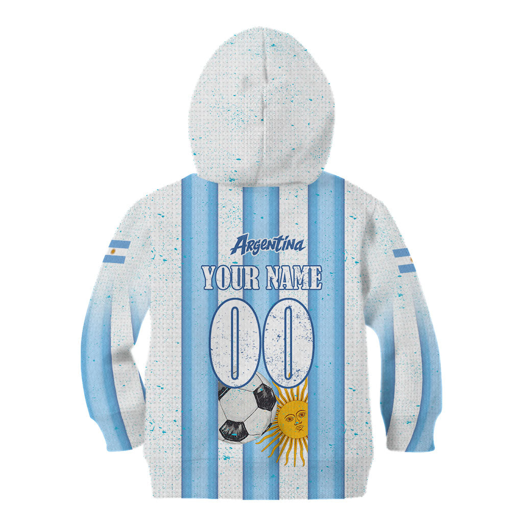 Personalized Argentina Football Fan Kid Hoodie Sun Of May - Albiceleste Stripes Argentina Flag