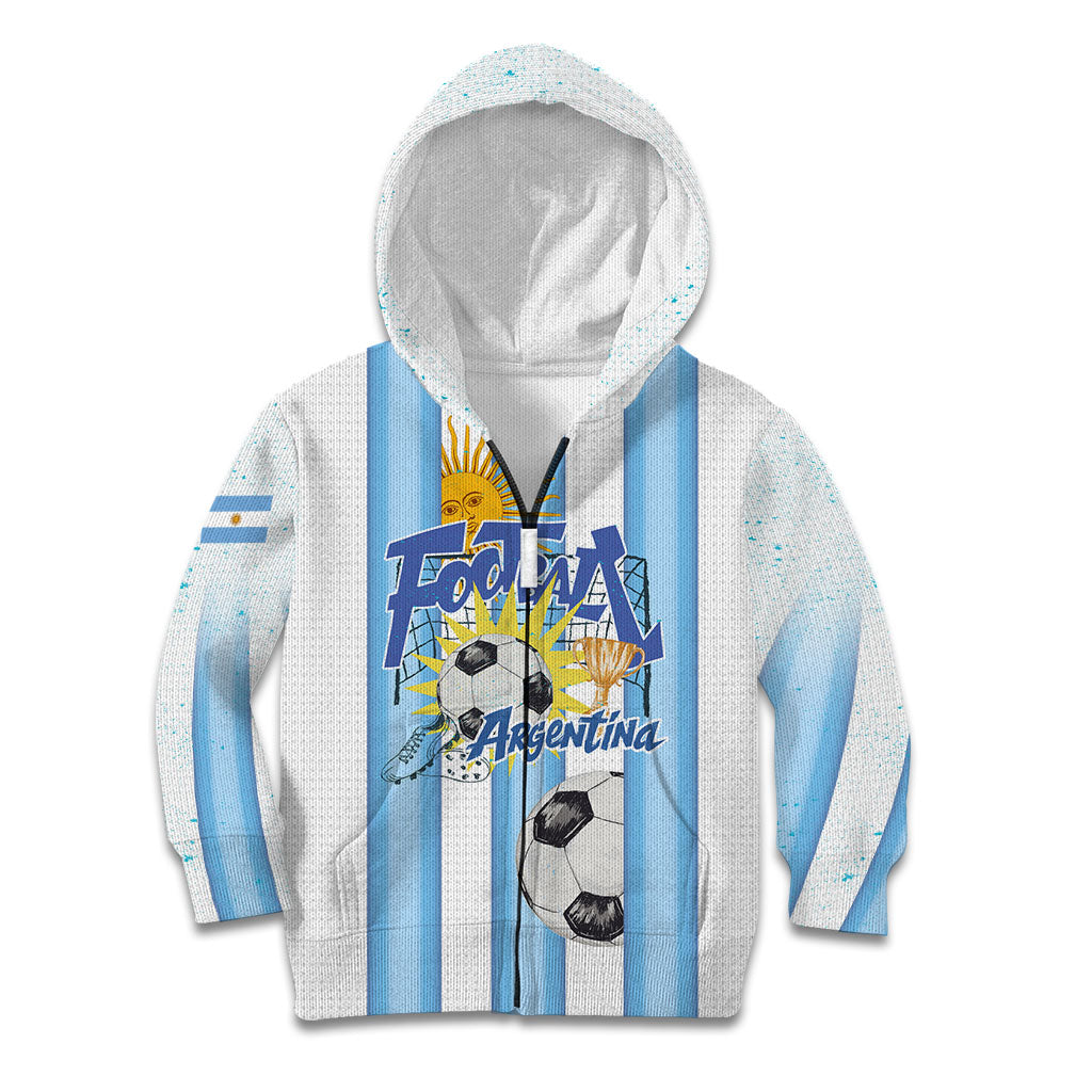 Personalized Argentina Football Fan Kid Hoodie Sun Of May - Albiceleste Stripes Argentina Flag