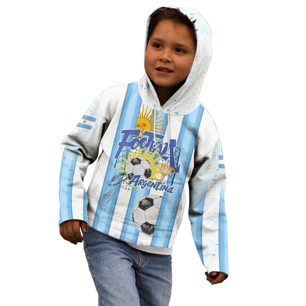 Personalized Argentina Football Fan Kid Hoodie Sun Of May - Albiceleste Stripes Argentina Flag