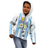 Personalized Argentina Football Fan Kid Hoodie Sun Of May - Albiceleste Stripes Argentina Flag
