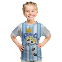 Personalized Argentina Football Fan Kid T Shirt Sun Of May - Albiceleste Stripes Argentina Flag