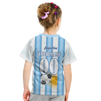 Personalized Argentina Football Fan Kid T Shirt Sun Of May - Albiceleste Stripes Argentina Flag