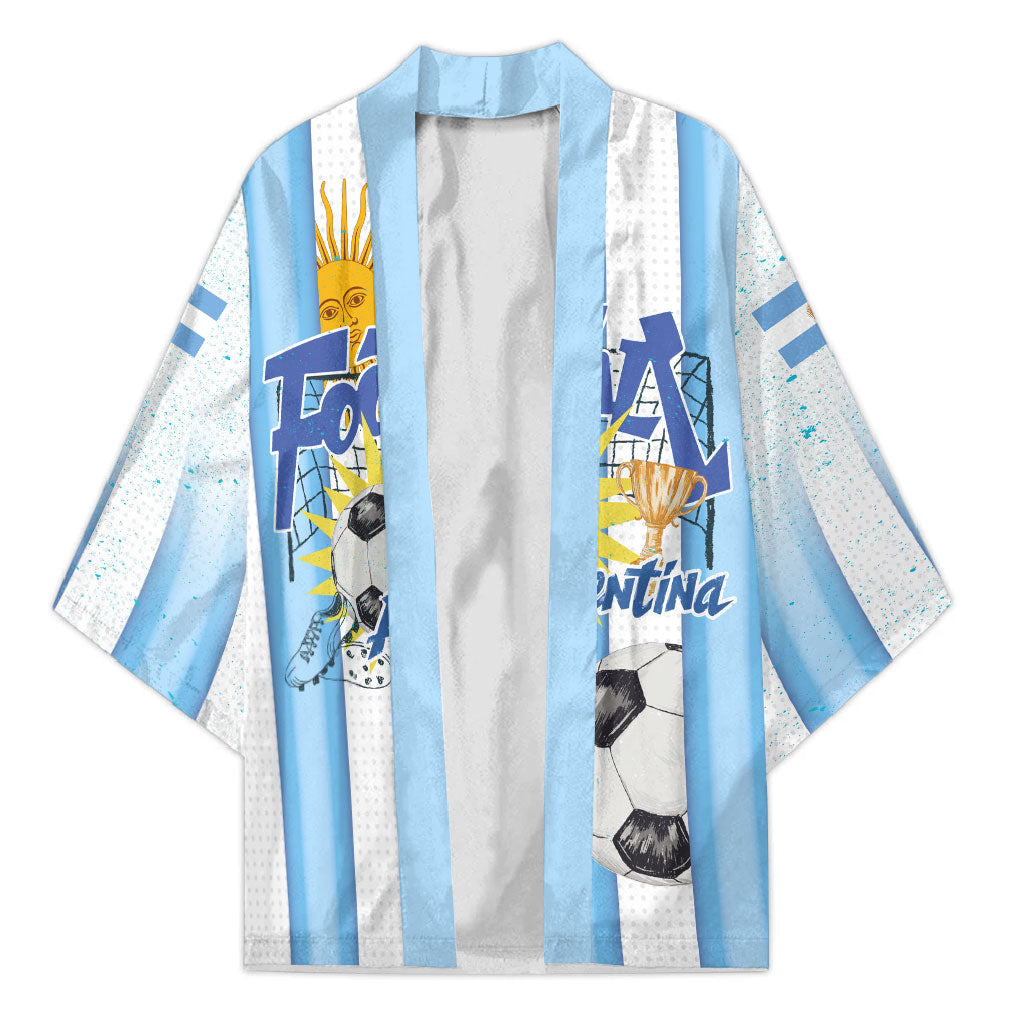 Personalized Argentina Football Fan Kimono Sun Of May - Albiceleste Stripes Argentina Flag