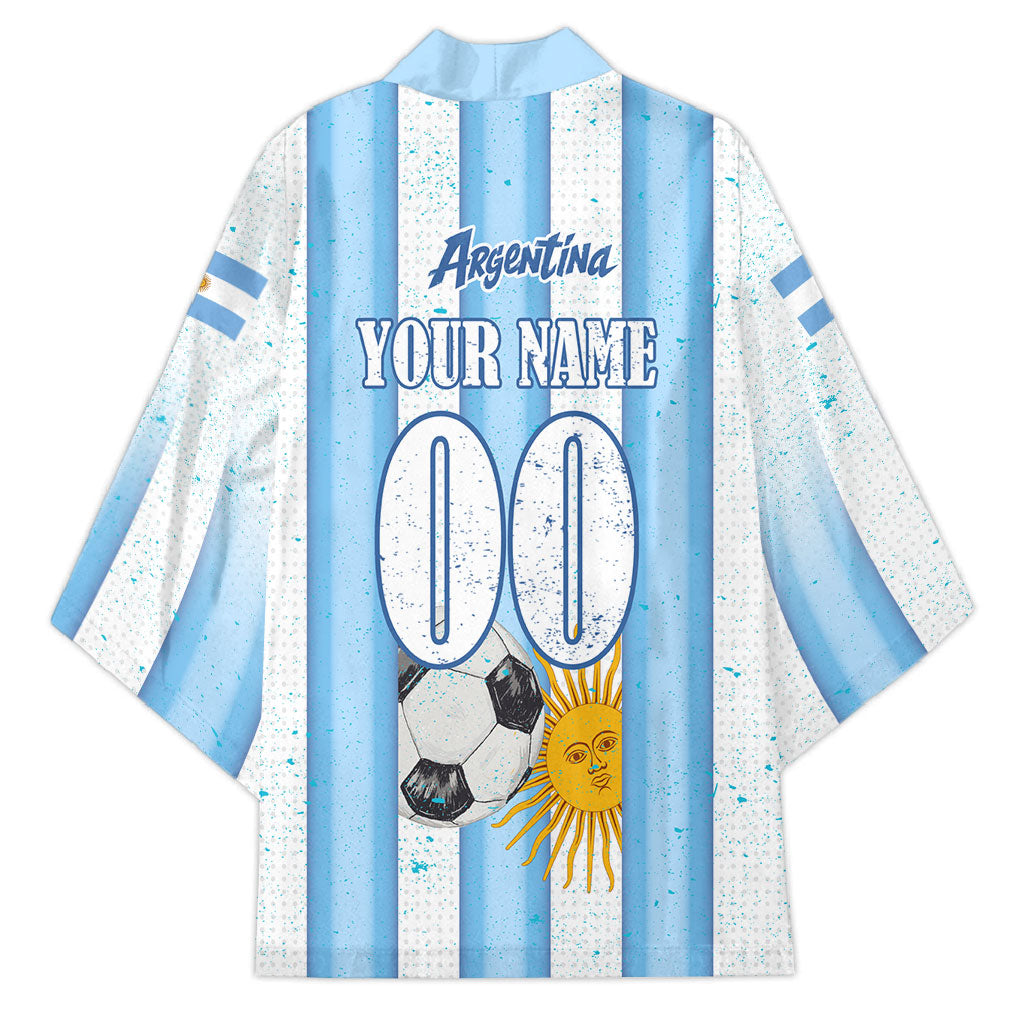 Personalized Argentina Football Fan Kimono Sun Of May - Albiceleste Stripes Argentina Flag