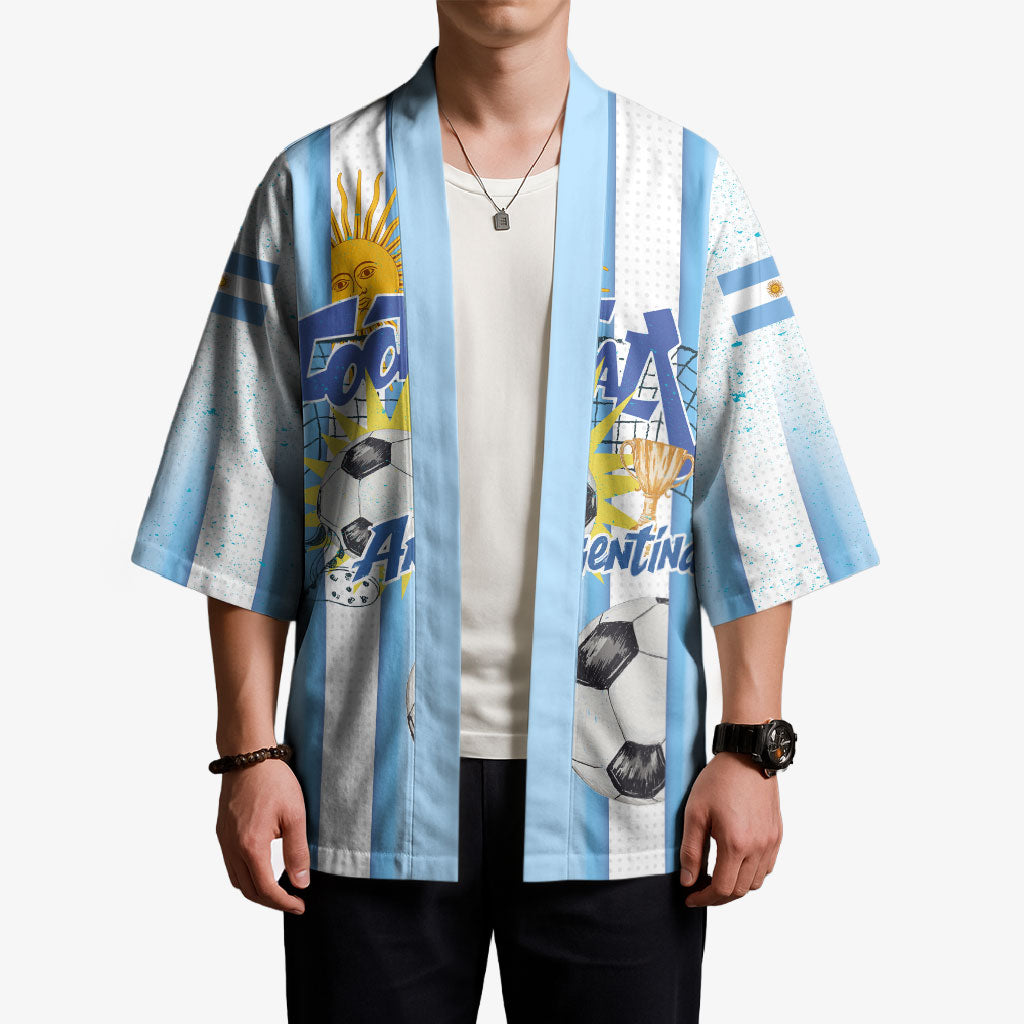 Personalized Argentina Football Fan Kimono Sun Of May - Albiceleste Stripes Argentina Flag