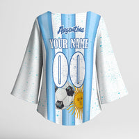 Personalized Argentina Football Fan Kimono Sleeve Blouse Sun Of May - Albiceleste Stripes Argentina Flag