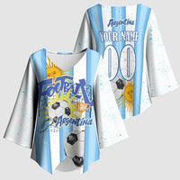 Personalized Argentina Football Fan Kimono Sleeve Blouse Sun Of May - Albiceleste Stripes Argentina Flag