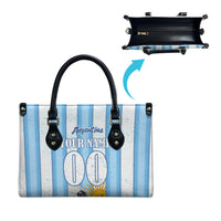 Personalized Argentina Football Fan Leather Bag Sun Of May - Albiceleste Stripes Argentina Flag
