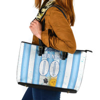 Personalized Argentina Football Fan Leather Tote Bag Sun Of May - Albiceleste Stripes Argentina Flag