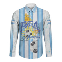 Personalized Argentina Football Fan Long Sleeve Button Shirt Sun Of May - Albiceleste Stripes Argentina Flag