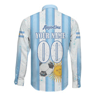 Personalized Argentina Football Fan Long Sleeve Button Shirt Sun Of May - Albiceleste Stripes Argentina Flag