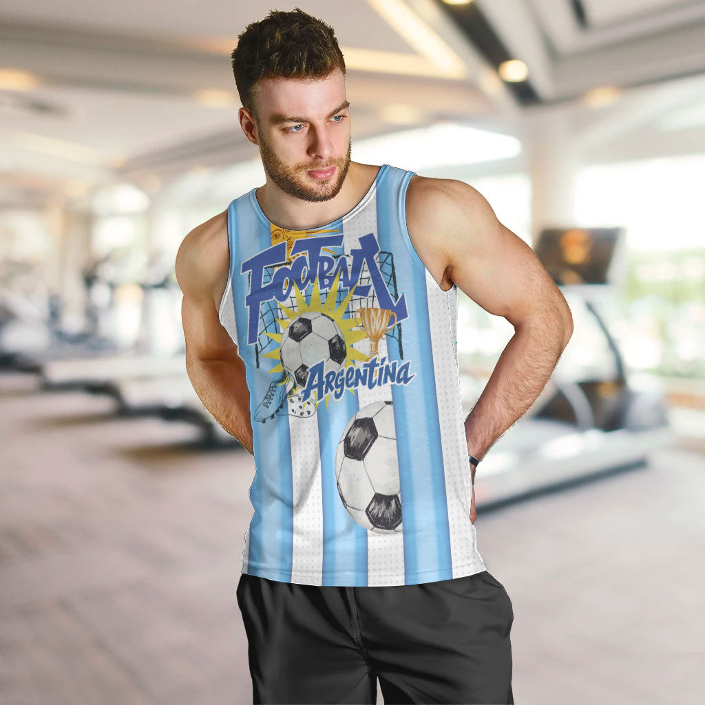 Personalized Argentina Football Fan Men Tank Top Sun Of May - Albiceleste Stripes Argentina Flag