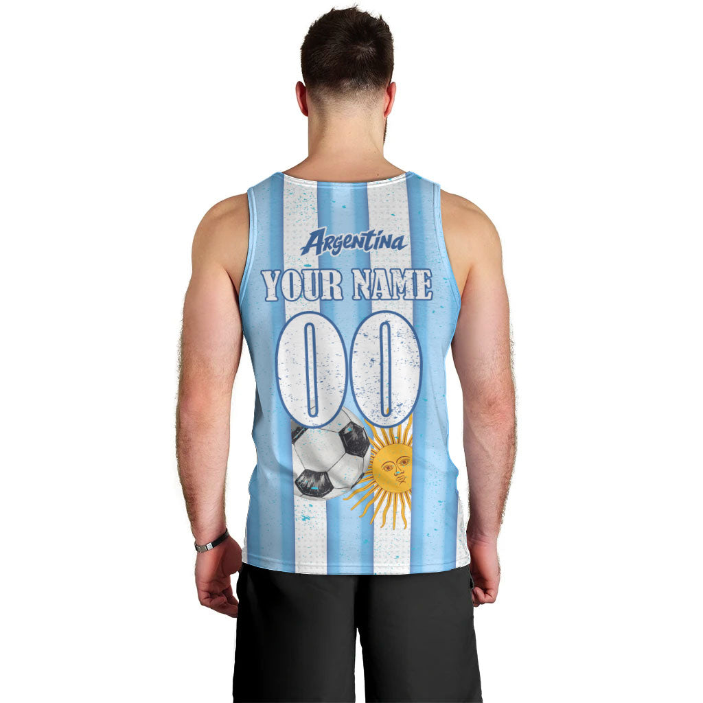 Personalized Argentina Football Fan Men Tank Top Sun Of May - Albiceleste Stripes Argentina Flag