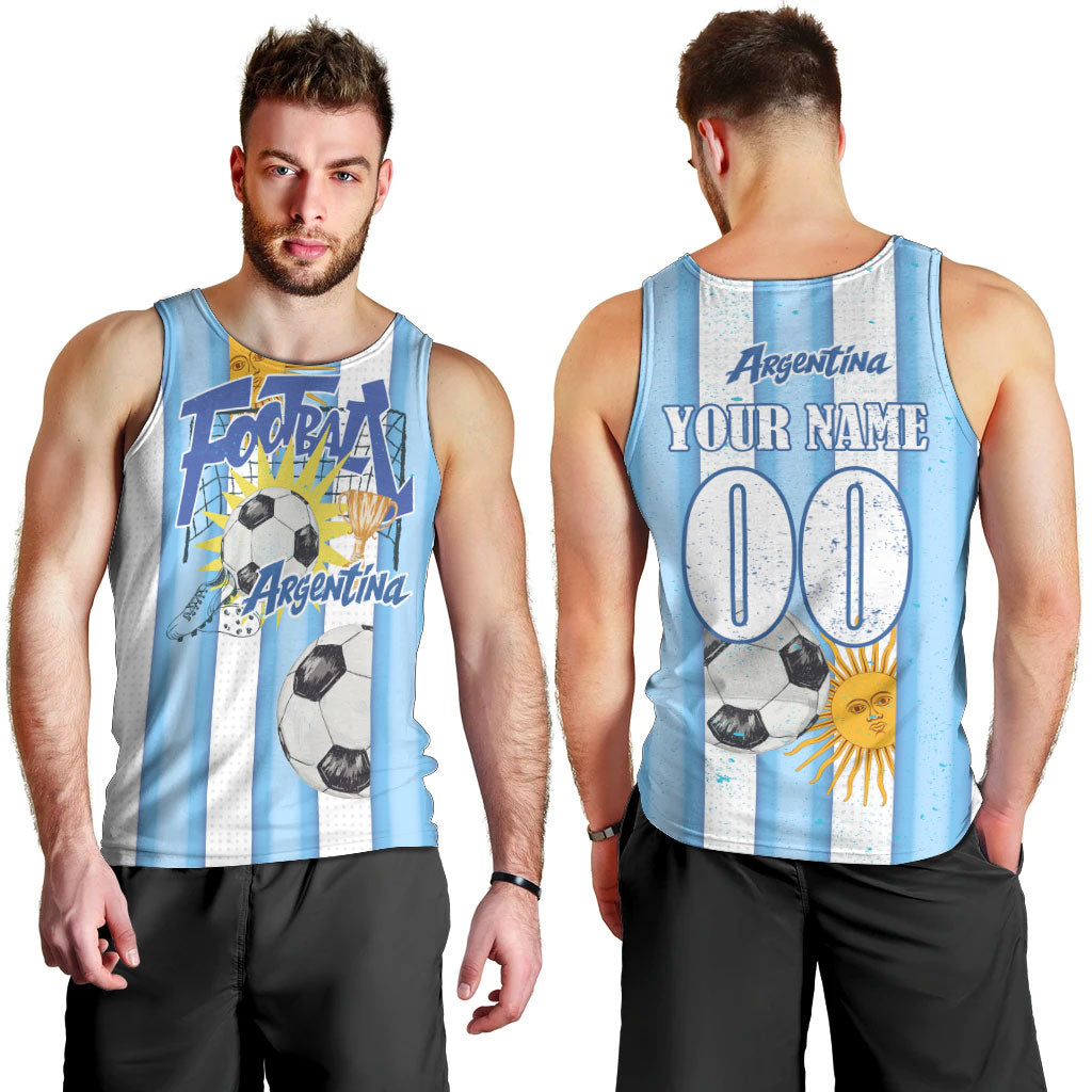 Personalized Argentina Football Fan Men Tank Top Sun Of May - Albiceleste Stripes Argentina Flag