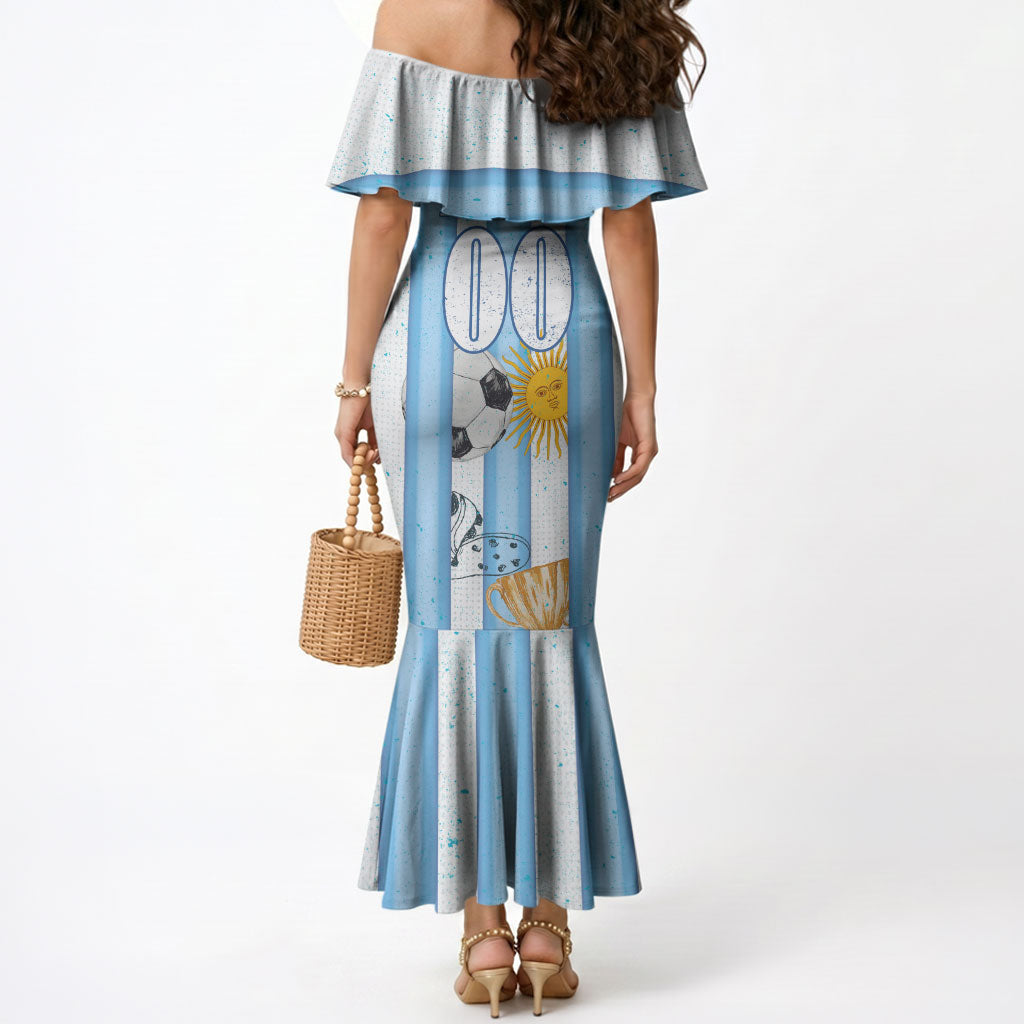 Personalized Argentina Football Fan Mermaid Dress Sun Of May - Albiceleste Stripes Argentina Flag