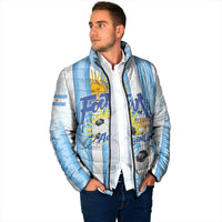 Personalized Argentina Football Fan Padded Jacket Sun Of May - Albiceleste Stripes Argentina Flag
