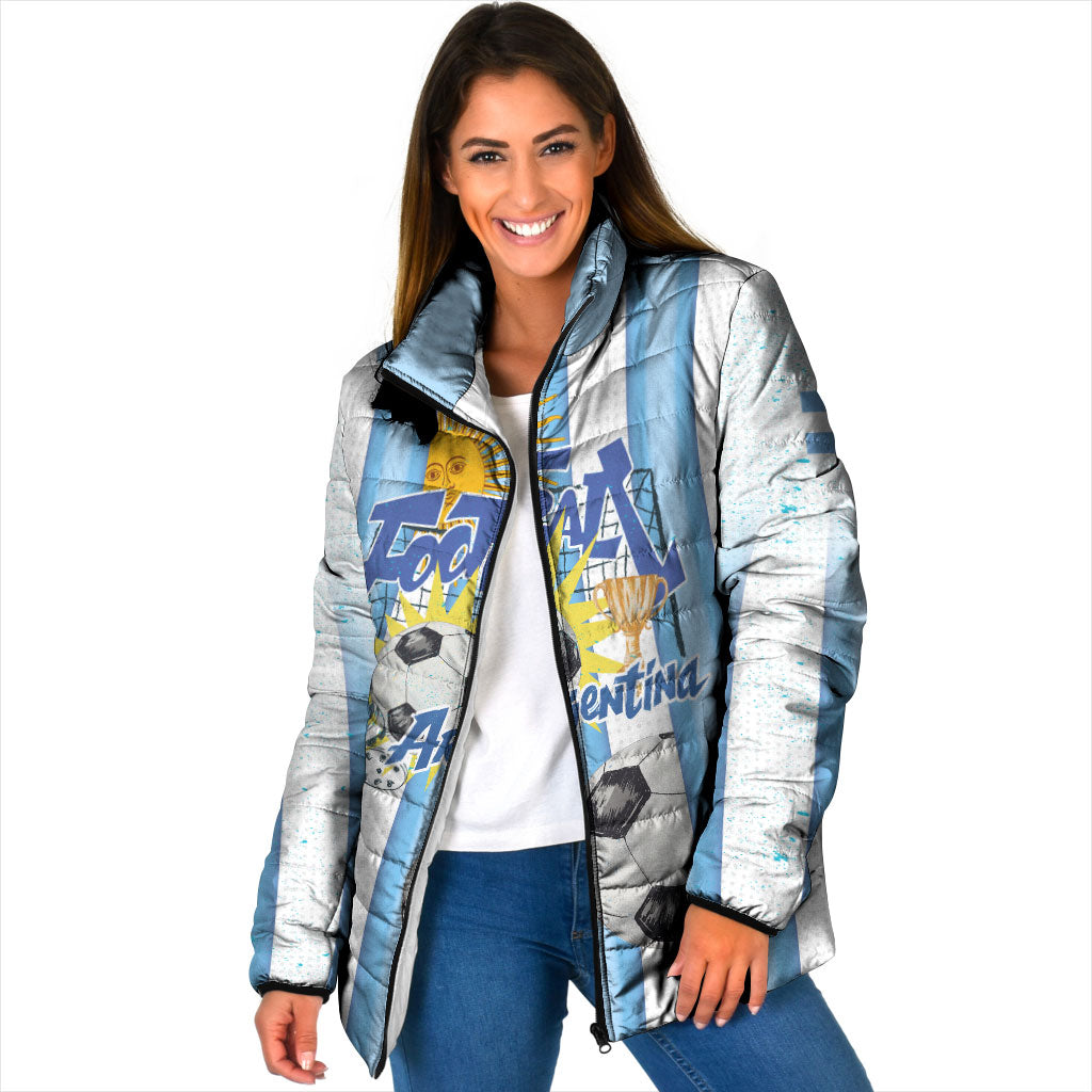 Personalized Argentina Football Fan Padded Jacket Sun Of May - Albiceleste Stripes Argentina Flag
