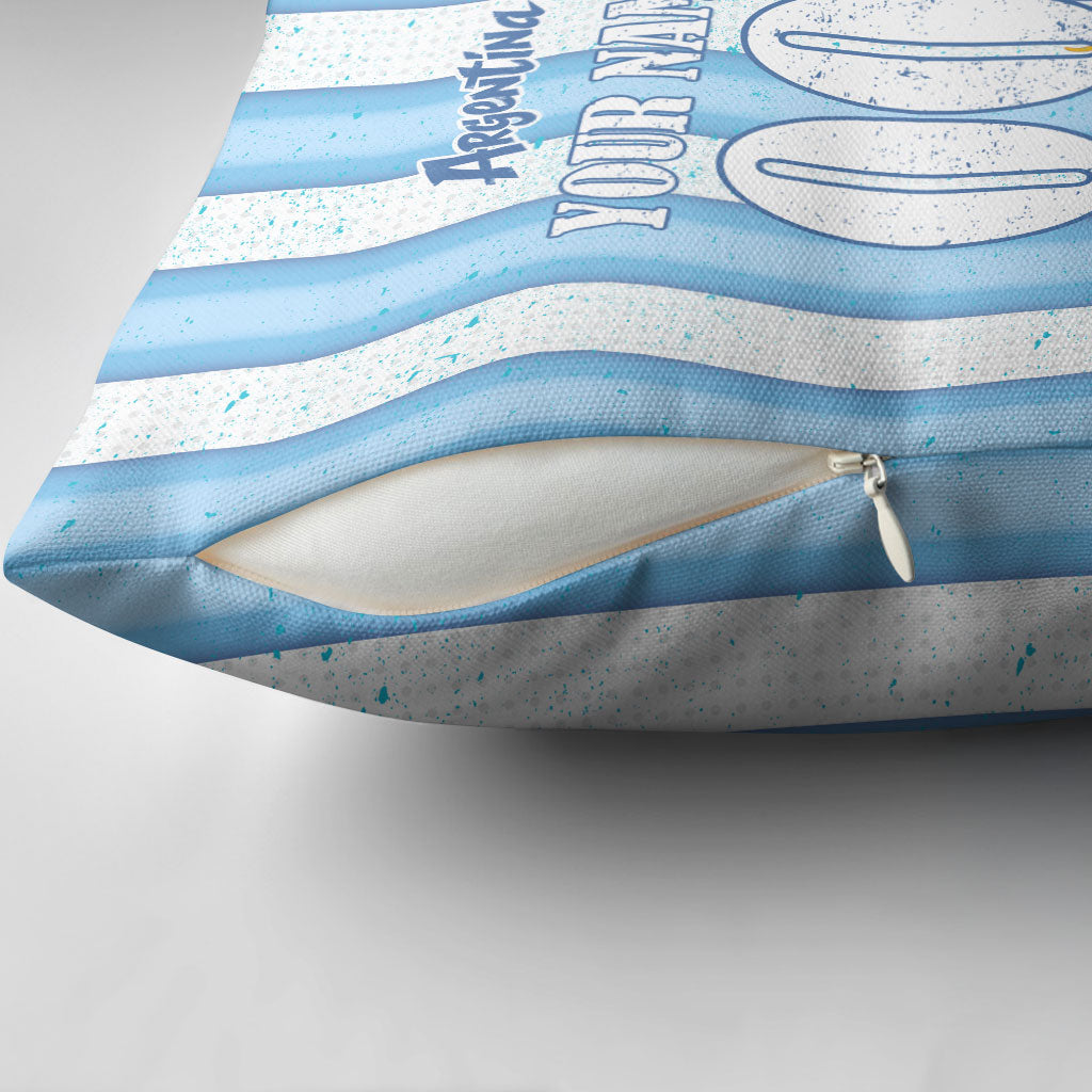 Personalized Argentina Football Fan Pillow Cover Sun Of May - Albiceleste Stripes Argentina Flag