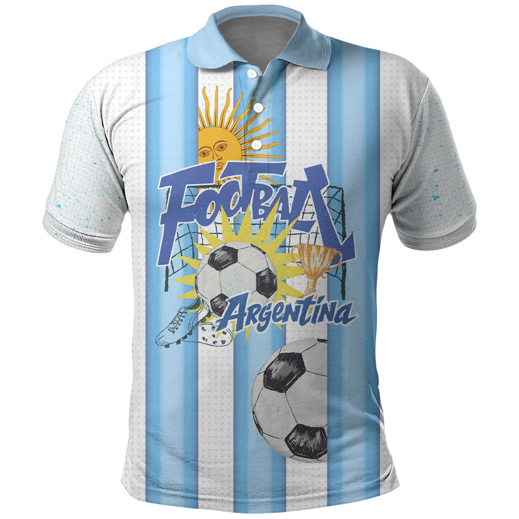 Personalized Argentina Football Fan Polo Shirt Sun Of May - Albiceleste Stripes Argentina Flag