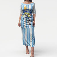 Personalized Argentina Football Fan Puletasi Sun Of May - Albiceleste Stripes Argentina Flag