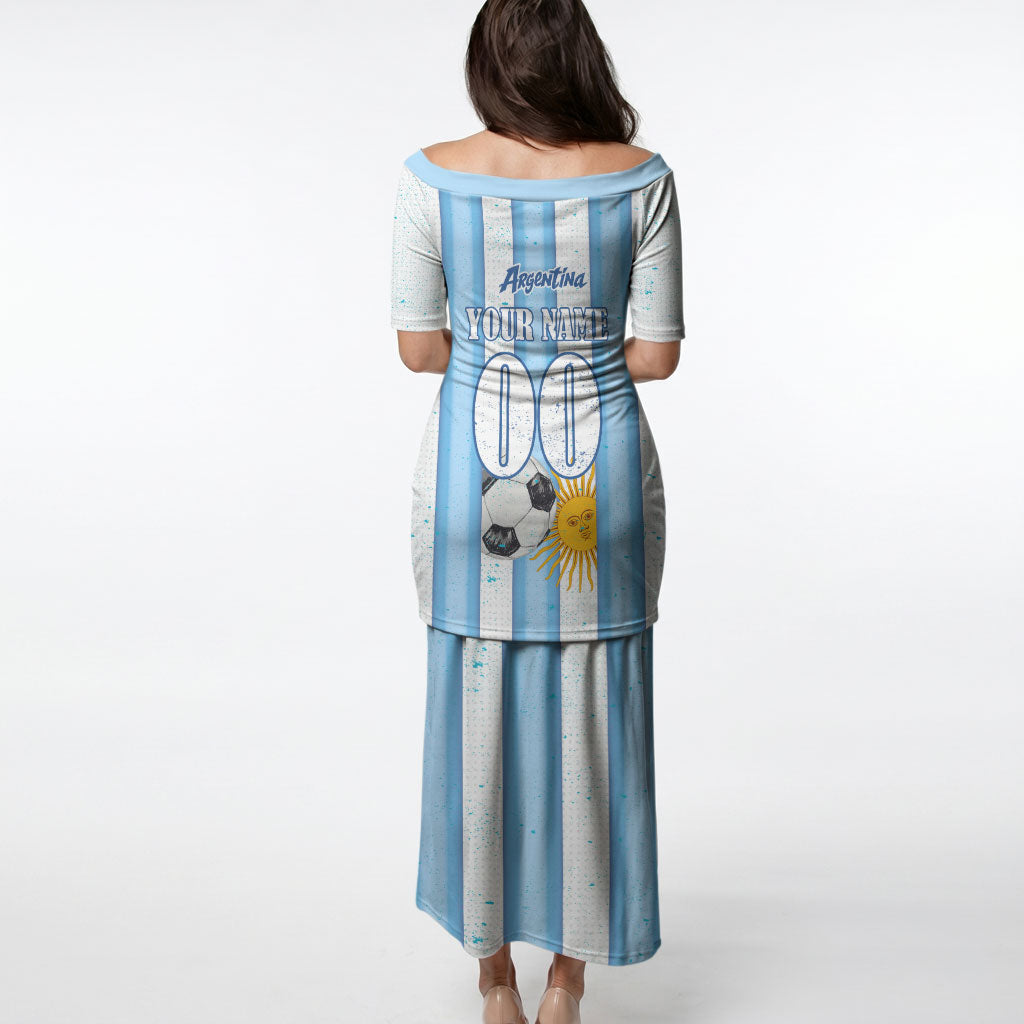 Personalized Argentina Football Fan Puletasi Sun Of May - Albiceleste Stripes Argentina Flag