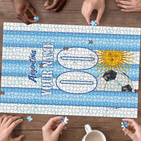 Personalized Argentina Football Fan Puzzle Sun Of May - Albiceleste Stripes Argentina Flag