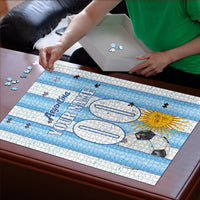 Personalized Argentina Football Fan Puzzle Sun Of May - Albiceleste Stripes Argentina Flag