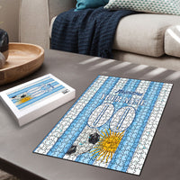 Personalized Argentina Football Fan Puzzle Sun Of May - Albiceleste Stripes Argentina Flag