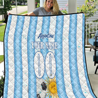 Personalized Argentina Football Fan Quilt Sun Of May - Albiceleste Stripes Argentina Flag