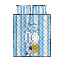 Personalized Argentina Football Fan Quilt Bed Set Sun Of May - Albiceleste Stripes Argentina Flag