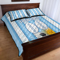 Personalized Argentina Football Fan Quilt Bed Set Sun Of May - Albiceleste Stripes Argentina Flag