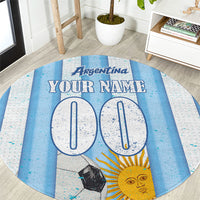 Personalized Argentina Football Fan Round Carpet Sun Of May - Albiceleste Stripes Argentina Flag