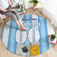 Personalized Argentina Football Fan Round Carpet Sun Of May - Albiceleste Stripes Argentina Flag