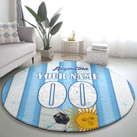 Personalized Argentina Football Fan Round Carpet Sun Of May - Albiceleste Stripes Argentina Flag