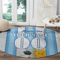 Personalized Argentina Football Fan Round Carpet Sun Of May - Albiceleste Stripes Argentina Flag
