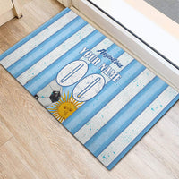 Personalized Argentina Football Fan Rubber Doormat Sun Of May - Albiceleste Stripes Argentina Flag