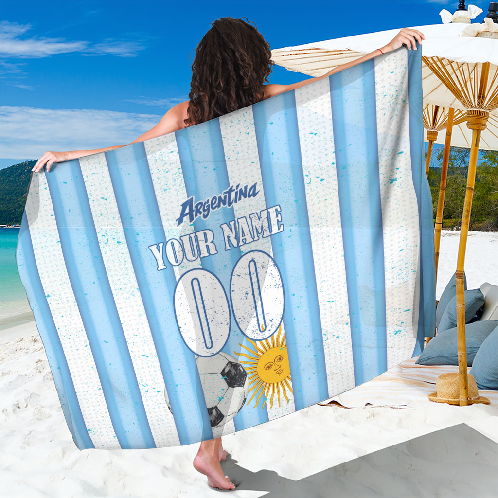 Personalized Argentina Football Fan Sarong Sun Of May - Albiceleste Stripes Argentina Flag