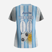 Personalized Argentina Football Fan Scrub Top Sun Of May - Albiceleste Stripes Argentina Flag