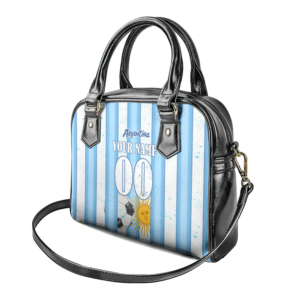 Personalized Argentina Football Fan Shoulder Handbag Sun Of May - Albiceleste Stripes Argentina Flag