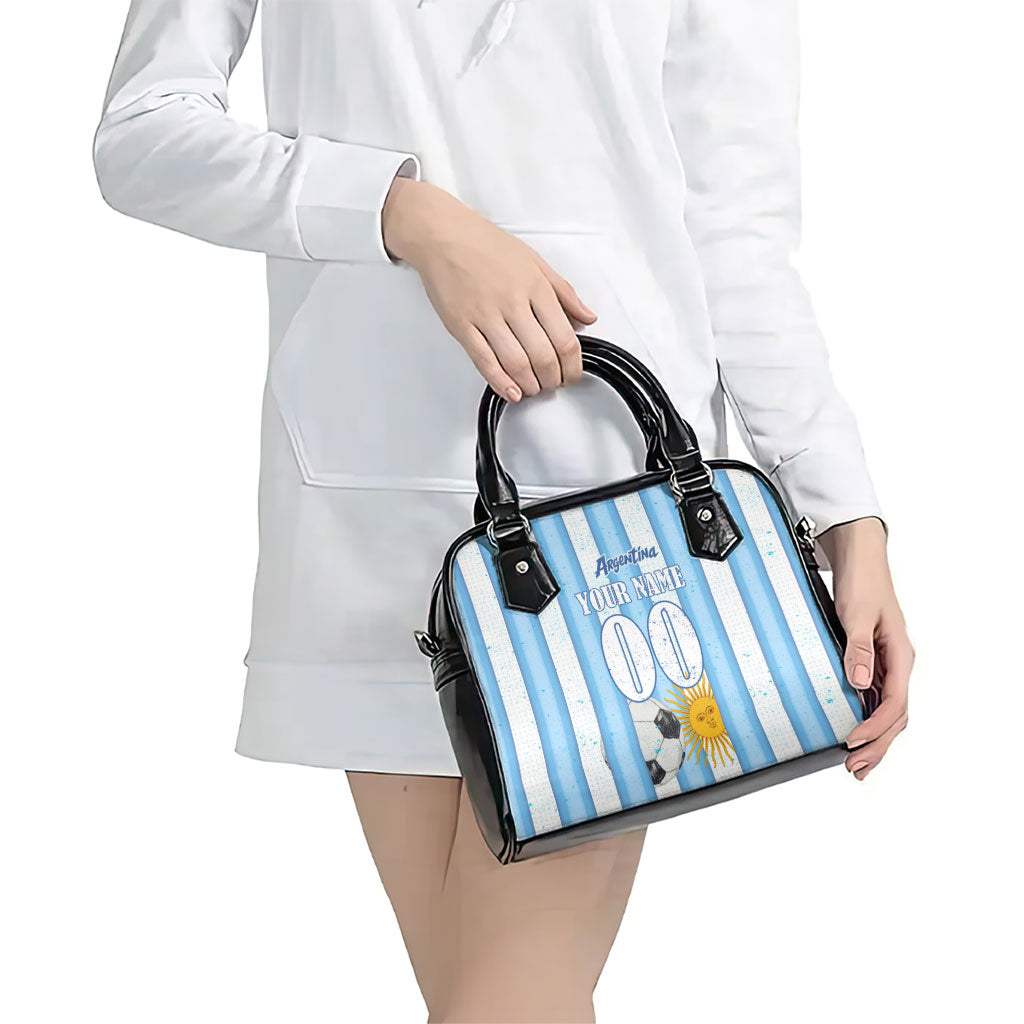 Personalized Argentina Football Fan Shoulder Handbag Sun Of May - Albiceleste Stripes Argentina Flag