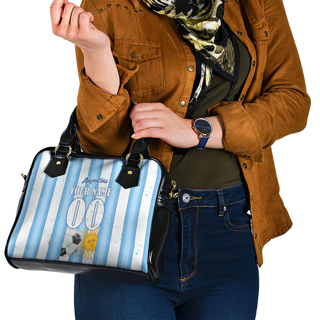 Personalized Argentina Football Fan Shoulder Handbag Sun Of May - Albiceleste Stripes Argentina Flag