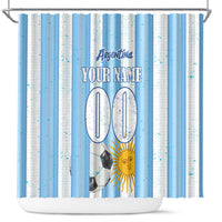 Personalized Argentina Football Fan Shower Curtain Sun Of May - Albiceleste Stripes Argentina Flag