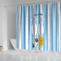 Personalized Argentina Football Fan Shower Curtain Sun Of May - Albiceleste Stripes Argentina Flag
