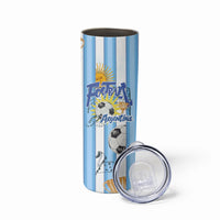 Personalized Argentina Football Fan Skinny Tumbler Sun Of May - Albiceleste Stripes Argentina Flag