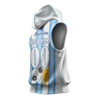 Personalized Argentina Football Fan Sleeveless Hoodie Sun Of May - Albiceleste Stripes Argentina Flag
